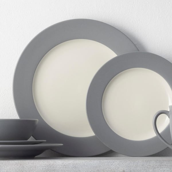 Colorwave Slate 11 in. (Gray) Stoneware Rim Dinner Plates, (Set of 4)