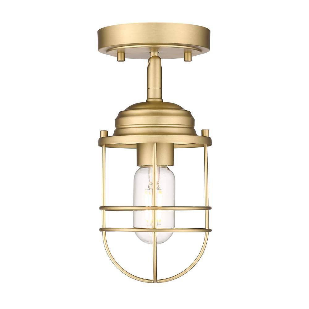 Brushed Champagne Bronze Glass Semi-Flush Mount Light