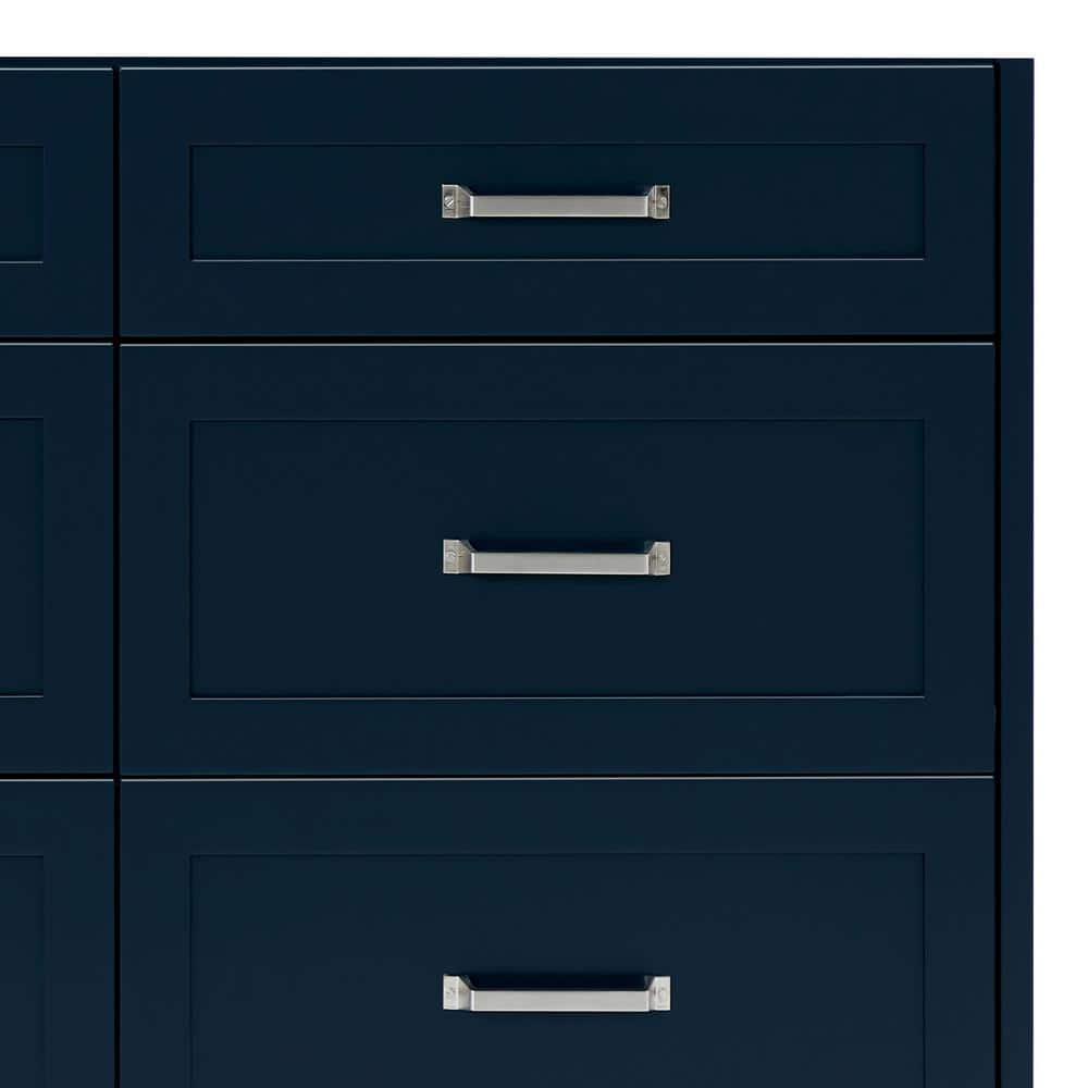 Monroe 66" Midnight Blue Double Sink Vanity with Carrara White Quartz Top