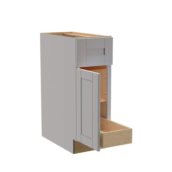 Home Decorators Collection Washington Veiled Gray Plywood Shaker Assembled Base Kitchen Cabinet FH 1 ROT Sft Cls Left 12 in W x 24 in D x 34.5 in H
