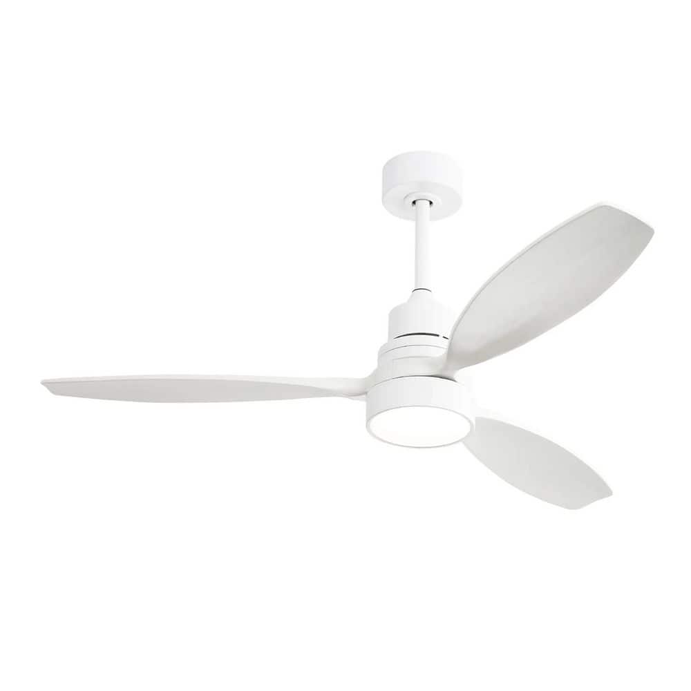 52 in. Indoor White Ceiling Fan with Light, Dimmable, Quiet Reversible DC M