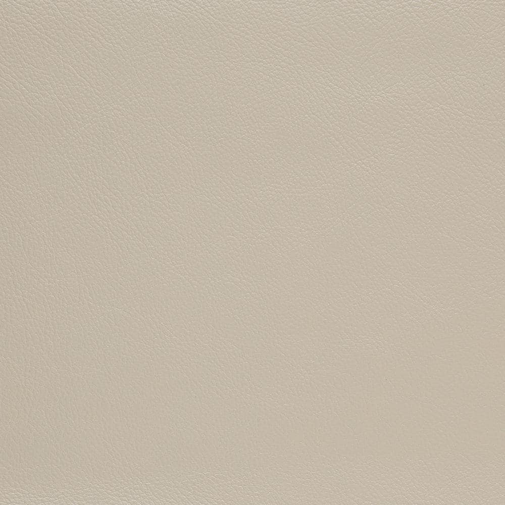 Cream Faux Leather Tufted Sofa with Nailhead Trim