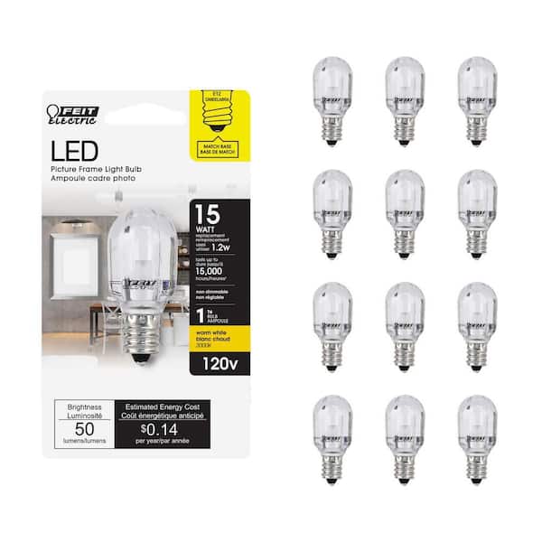 15W Equivalent Warm White (3000K) T6 Candelabra LED Picture Frame/Indicator Light Bulb (12-Pack)