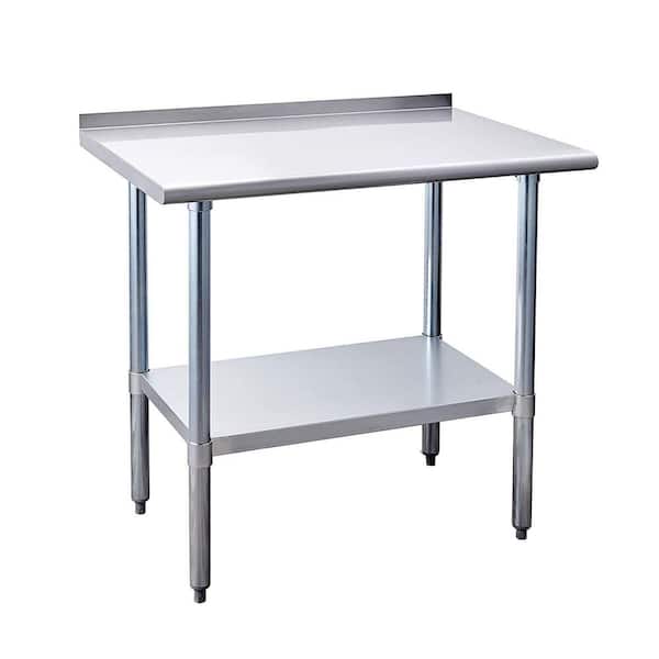 Unbranded 36 in. x 24 in. Stainless Steel Kitchen Utility Table with Bottom Shelf for Restaurant, Home and Hotel
