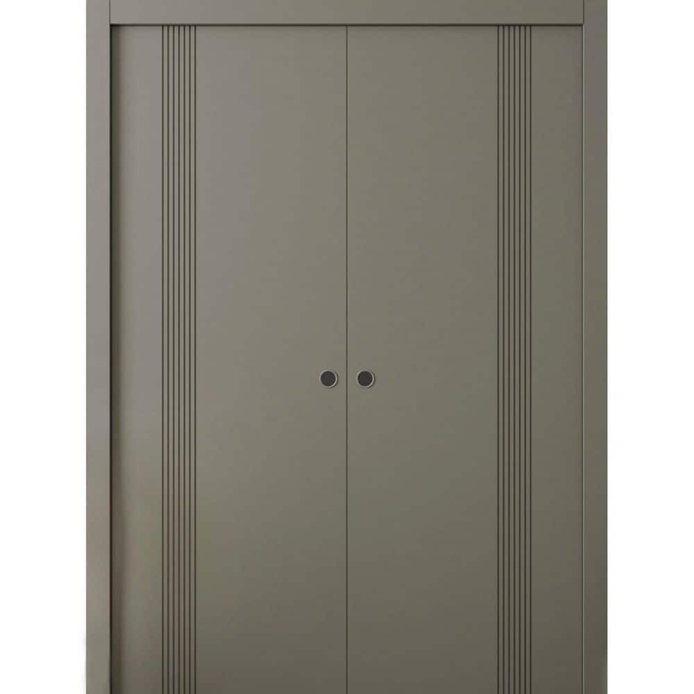 Assembly Required 0112 60 in. x 84 in. Reversible Dove Grey Color Solid Core Wood Sliding Door Kit w/Separate Jamb price history on PriceWatchPro