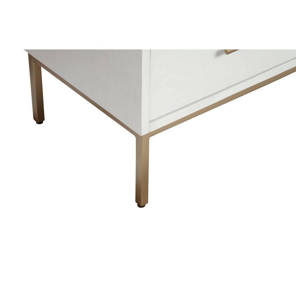 Madelyn Contemporary White & Gold Mahogany 2-Drawer Nightstand