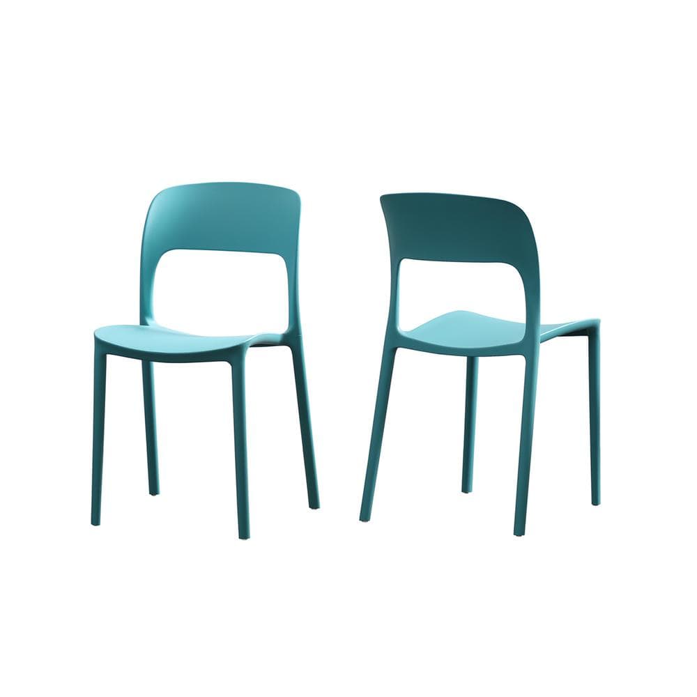 Kipford Teal Plastic Armless Chairs (Set of 2)