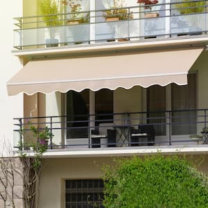 8 ft. W x 10 ft. L Manual Patio Retractable Awnings in Beige