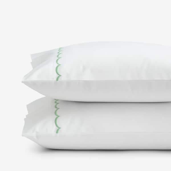 The Company Store Company Cotton Scallop Green Cotton Percale King Pillowcase (Set of 2)