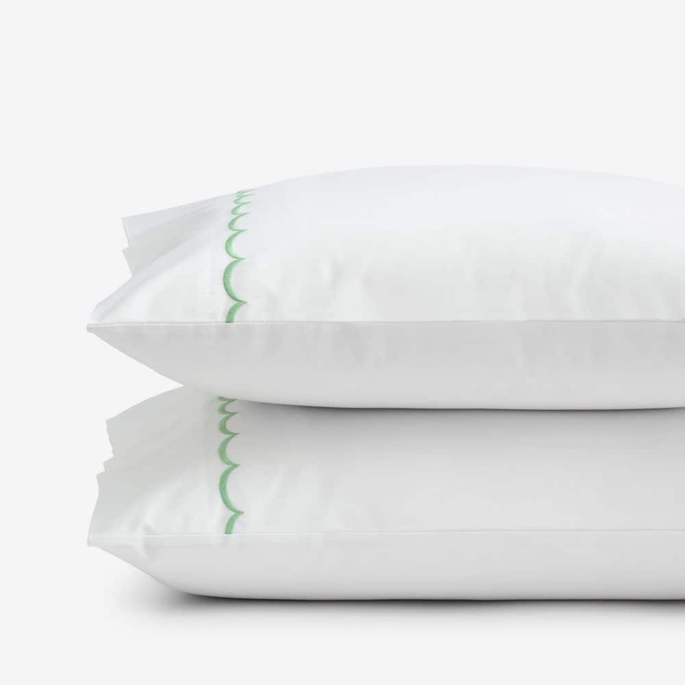 Company Cotton Scallop Green Cotton Percale Standard Pillowcase (Set of 2) price history on PriceWatchPro