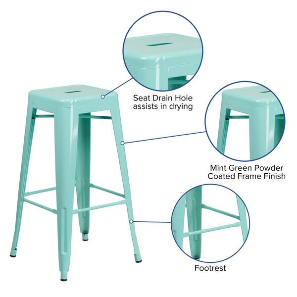 mint green metal bar stools