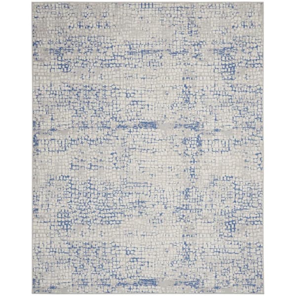 Nourison Whimsicle Grey Blue 8 ft. x 11 ft. Abstract Contemporary Area Rug