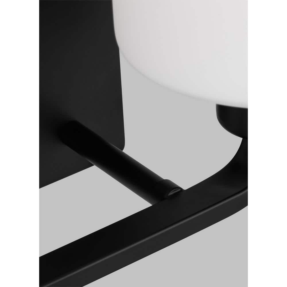 Midnight Black 2-Light Vanity Fixture with Etched Glass Shades