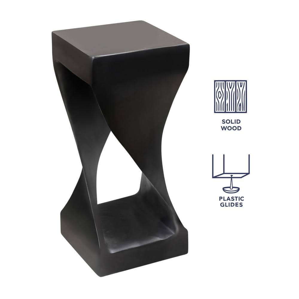 Solana Black Acacia Wood Carved Side Table