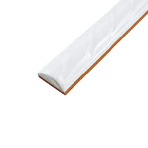 White Rope Pencil 1 in. x 9-3/4 in. Glossy Ceramic Wall Tile Trim