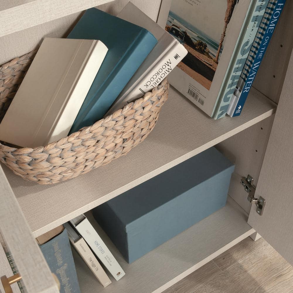 Dove Linen 70" Adjustable Bookcase with Doors