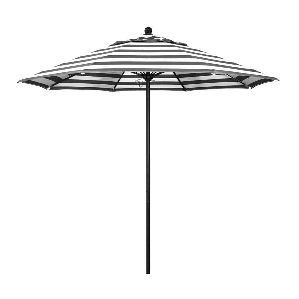 9 ft. Black Aluminum Commercial Market Patio Umbrella with Fiberglass Ribs and Push Lift in Cabana Classic Sunbrella price history on PriceWatchPro