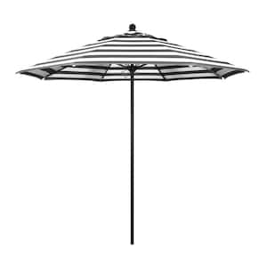 9 ft. Black Aluminum Commercial Market Patio Umbrella with Fiberglass Ribs and Push Lift in Cabana Classic Sunbrella