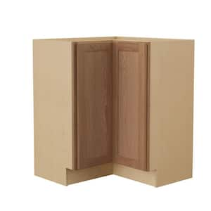 Sinclair 28.5 in. W x 16.5 in. D x 34.5 in. H Assembled Corner Lazy Susan Base Cabinet in Shaker Saddle Oak