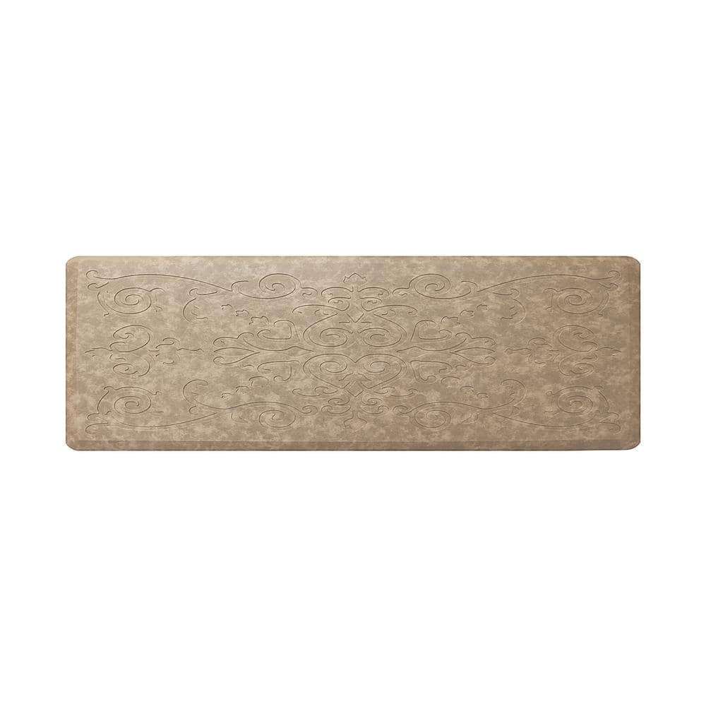 Beige PVC Rectangular Anti-Fatigue Kitchen Mat 17" x 60"