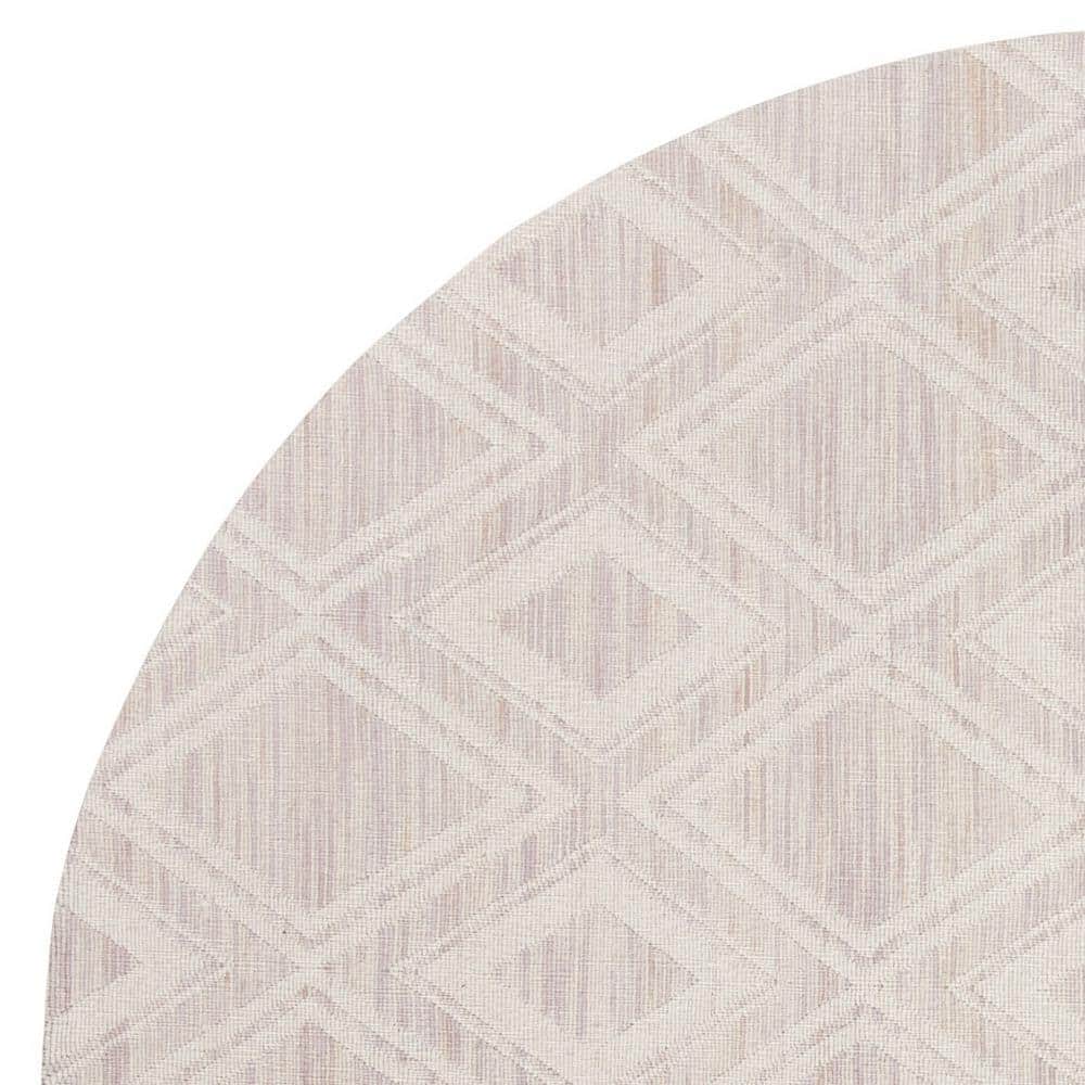 Handmade Silver/Ivory Geometric Wool 6' Round Area Rug