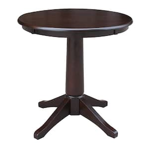 Olivia 30 in. Rich Mocha Round Solid Wood Dining Table