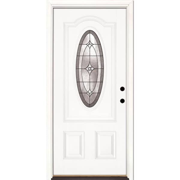 Feather River Doors 37.5 in. x 81.625 in. Tucana Patina 3/4 Oval Lite Unfinished Smooth Left-Hand Inswing Fiberglass Prehung Front Door