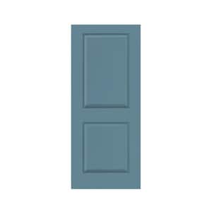 36 in. x 80 in. 2-Panel Dignity Blue Stained Composite MDF Hollow Core Interior Door Slab For Pocket Door