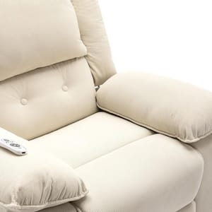 Beige Linen Upholstery Massage Recliner Chair with Power Lift Chair, Adjustable Massage and Heating Function