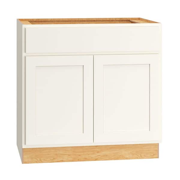 QuickShip Cottage 33 in. W x 21 in. D x 34.5 in. H Assembled Plywood Bath Sink Base Cabinet in White Partial Overlay