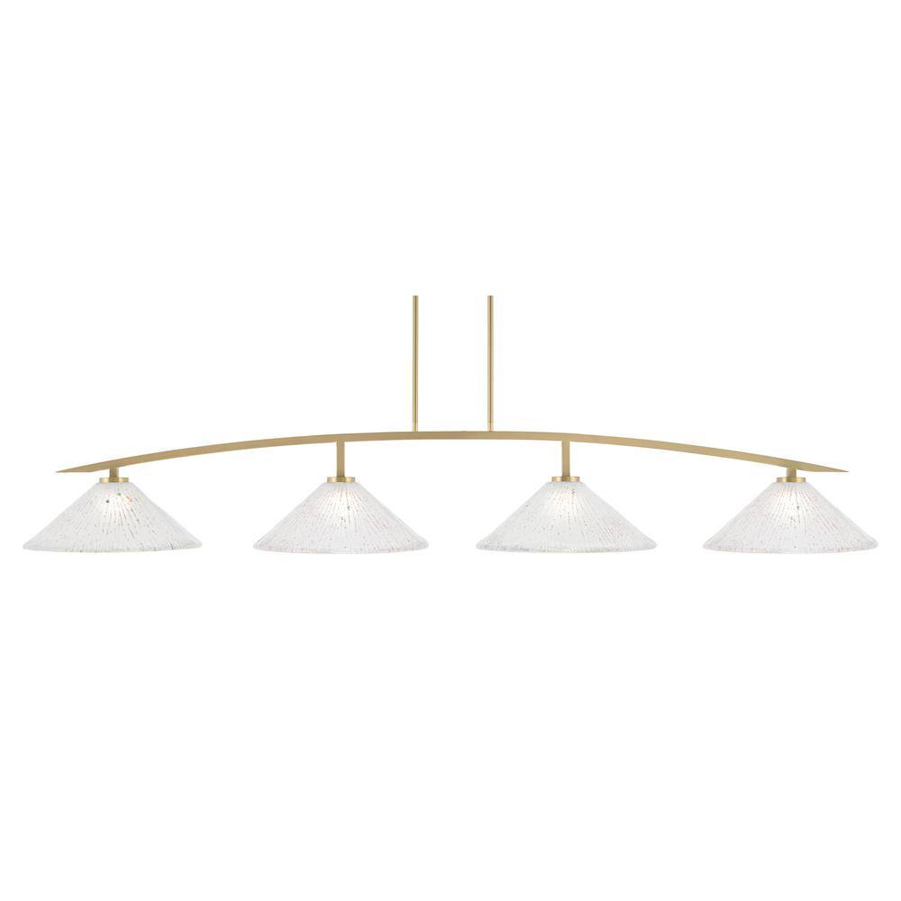 Siena 4-Light New Age Brass Billiard Light with 16 in. Frosted Crystal Glas