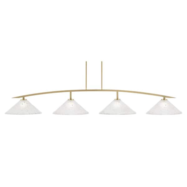 Unbranded Siena 4-Light New Age Brass Billiard Light with 16 in. Frosted Crystal Glass Shades, no bulbs included