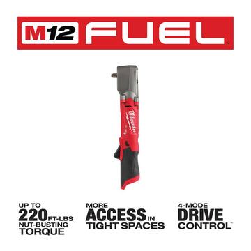 Milwaukee M12 FUEL 12V Lithium-Ion Brushless Cordless 3/8 in. Right Angle Impact Wrench w/High Output 2.5 Ah Battery 2564-20-48-11-2425