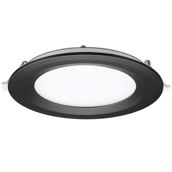 Commercial Electric 6 in. Canless Integrated LED Recessed Light Black Trim Kit 900 Lumens Adjustable CCT Kitchen Bathroom Remodel