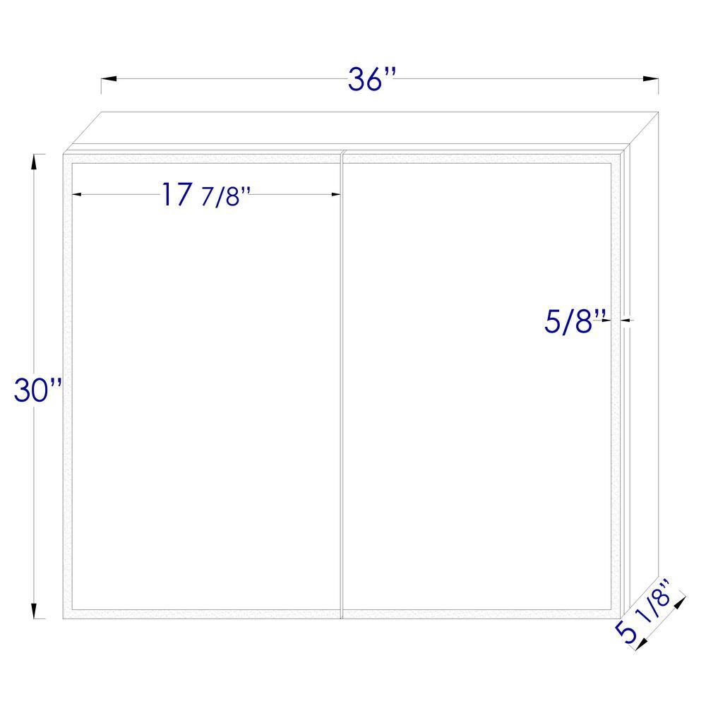 36'' x 30'' Grey Aluminum Double Door LED Medicine Cabinet