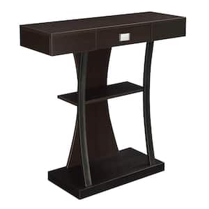 Newport 34 in. Espresso Standard Rectangle Console Table with Drawers
