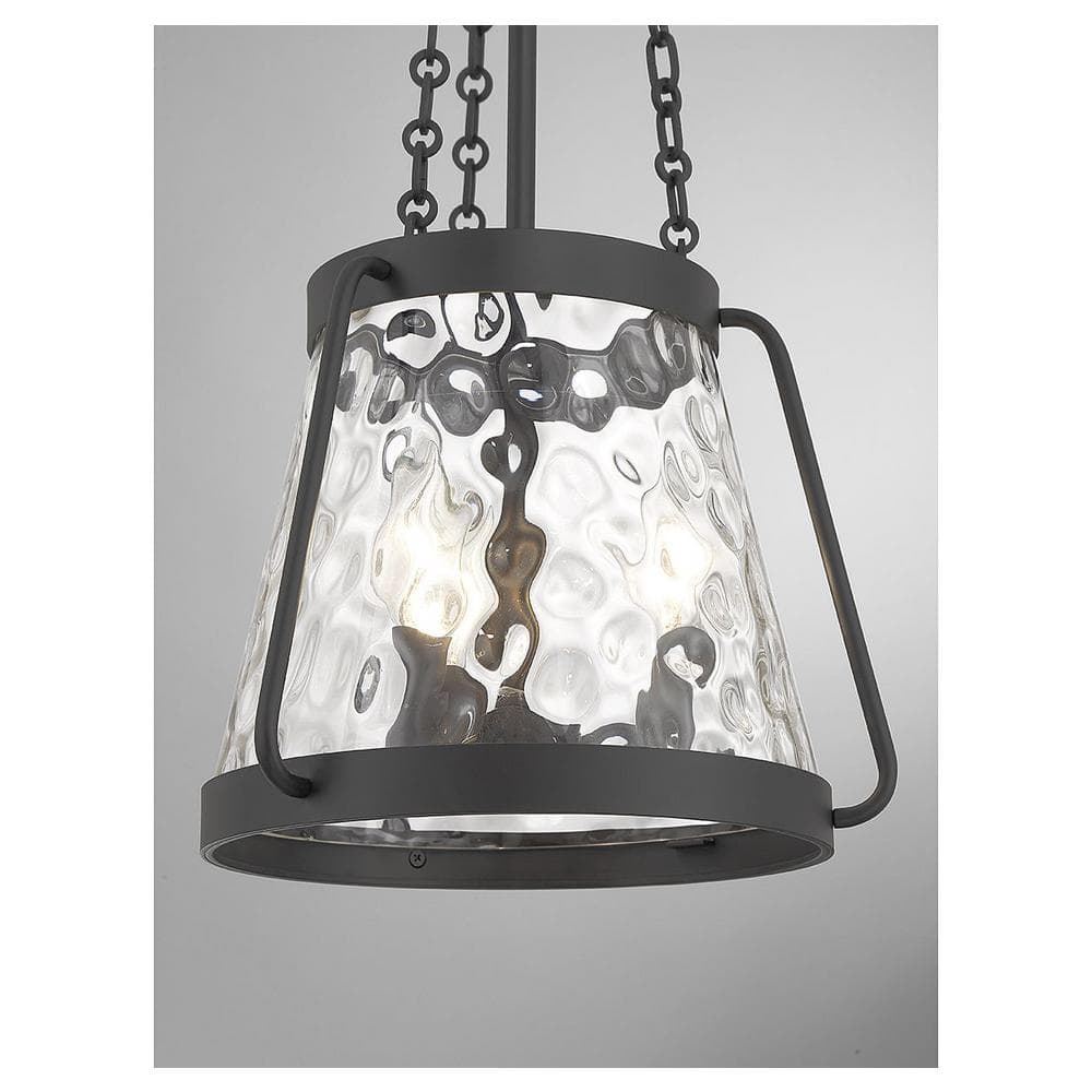 Crawford Matte Black 3-Light Pendant with Clear Water Glass Shade