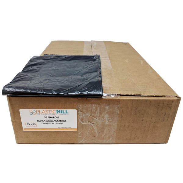33 in. W x 39 in. H 33 Gal. 1.5 mil Black Trash Bags (100- Count)