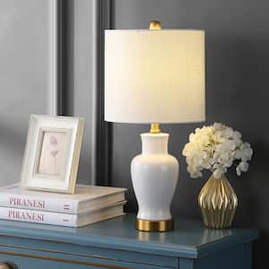 Chi 21 in. Ceramic/Iron Modern Classic LED Table Lamp, White