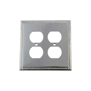 Chrome 2-Gang Duplex Outlet Wall Plate (1-Pack)