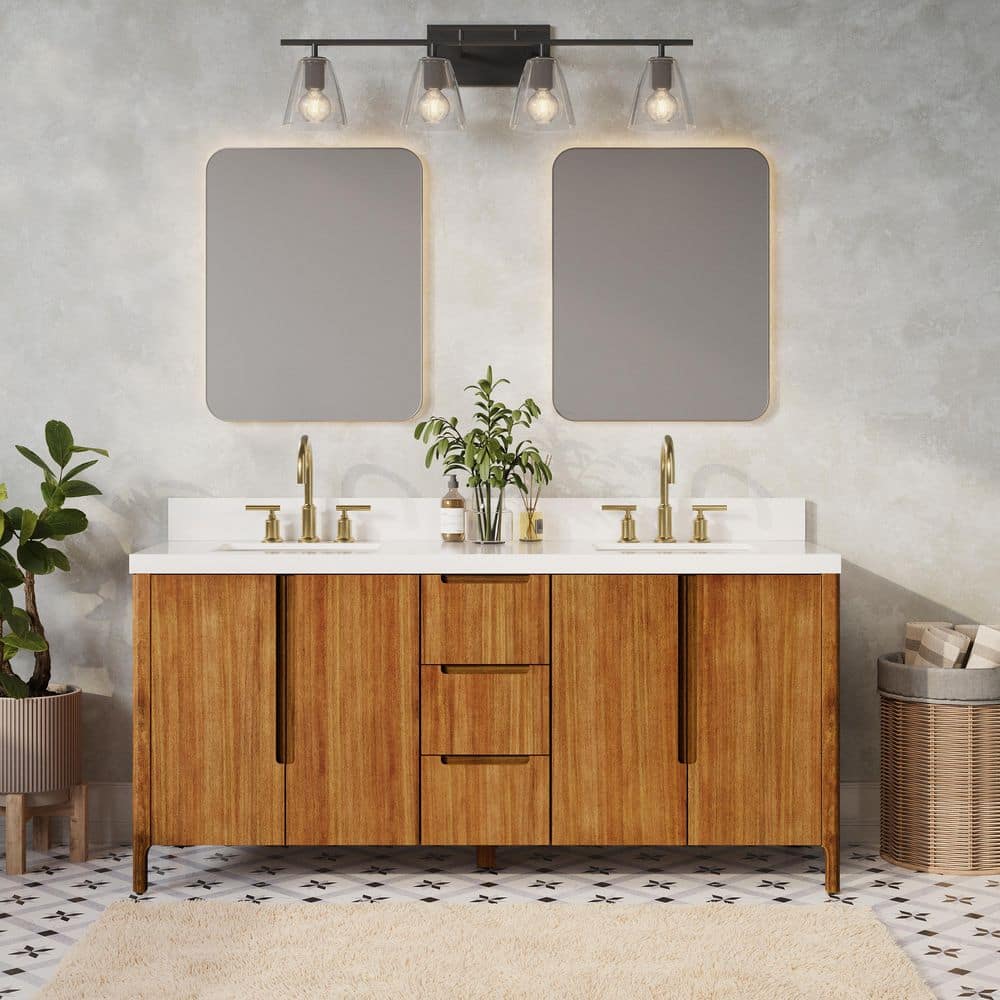 Sequoia 72 in. W x 22 in. D x 34.4 in. H Double Sink Bath Vanity in Mango Wood with White Quartz Top with Gold Faucet price history on PriceWatchPro