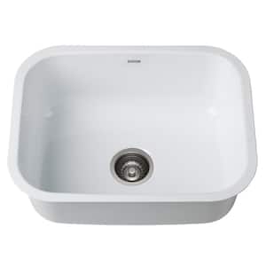 Pintura Undermount Enamel Steel 23 in. Single Bowl Kitchen Sink in White