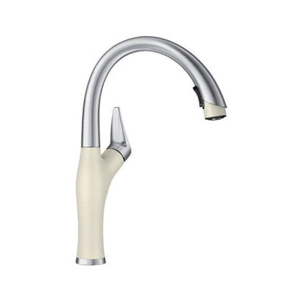 Blanco ARTONA Single-Handle Pull-Down Sprayer Kitchen Faucet in Biscuit/Stainless