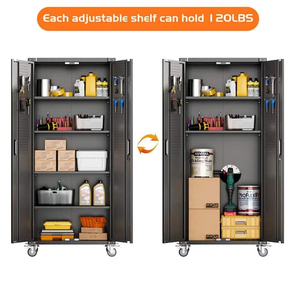 Hephastu 31.5 in. W x 72 in. H x 16.5 in. D 4-Shelves Metal