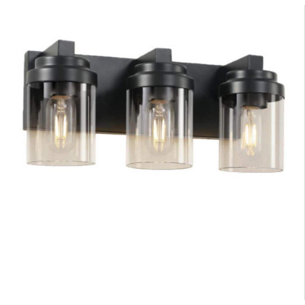 15.75 in. 3-Light Black Bathroom Vanity Light with Clear Glass Shades Modern Wall Sconce price history on PriceWatchPro