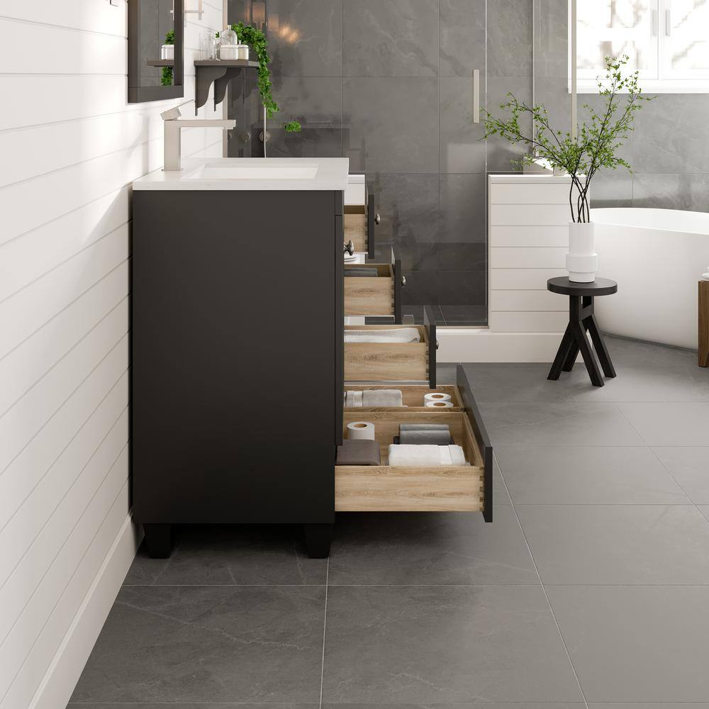 Espresso 30" Bathroom Vanity with White Carrara Quartz Top