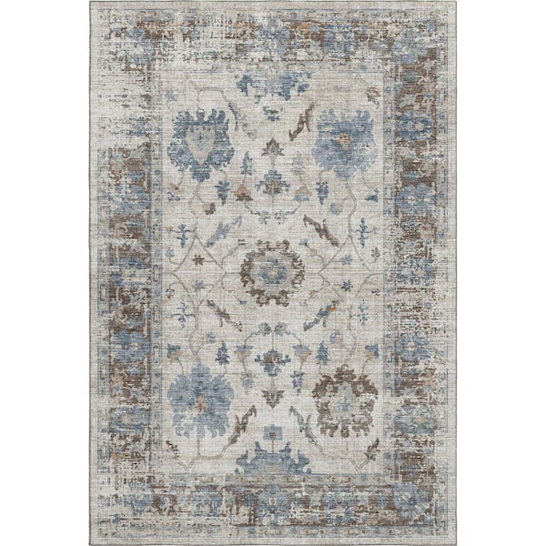 Mayfield Premium Machine Washable Abstract AMF1976 Putty 3 ft. x 4 ft. Area Rug