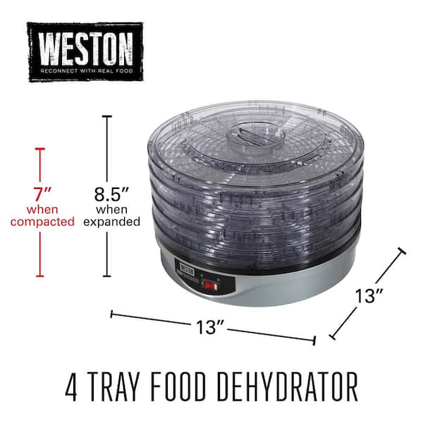 Weston Plus 6-Tray Black and Silver Food Dehydrator with Built-in Timer Silver/Black