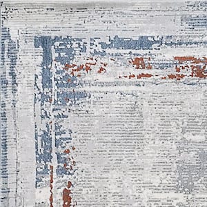 Astro Grey/Blue/Gold 2 ft. 2 in. X 7 ft. 7 in. Abstract Indoor Area Rug