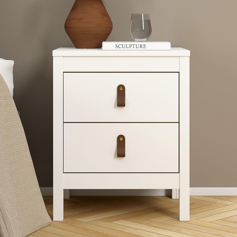 White 2-Drawer Modern Nightstand with Foil Finish